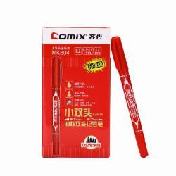 齐心(Comix) MK804 红色 小双头油性记号笔 12支/盒 单位：盒