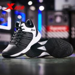 特步篮球鞋男鞋秋季新款秋冬季皮面保暖高帮战靴