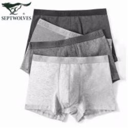 七匹狼男士内裤男平角裤大码纯棉印花中腰四角裤头 4条盒装XL
