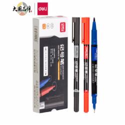 得力小双头记号笔6823/红色/12支/盒