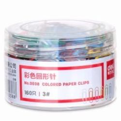 得力 0038 彩色回形针(混)(160枚/筒)