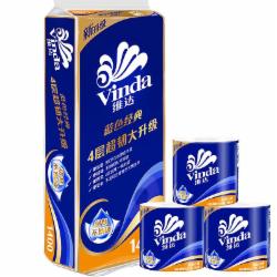 维达(Vinda)V4069 蓝色经典4层有芯卷纸 140g 10卷/提