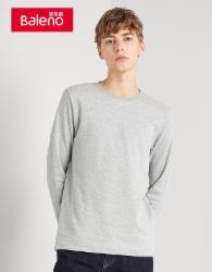 baleno班尼路 长袖t恤男 纯色打底衫男