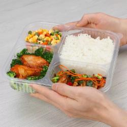 源宏 一次性餐盒四格带盖分体餐盒21*17.4*4.2CM 200套/箱